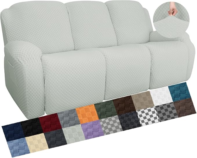 YEMYHOM 8 Pieces Stretch Recliner Sofa Cover Latest Jacquard Reclining Couch by YEMYHOM