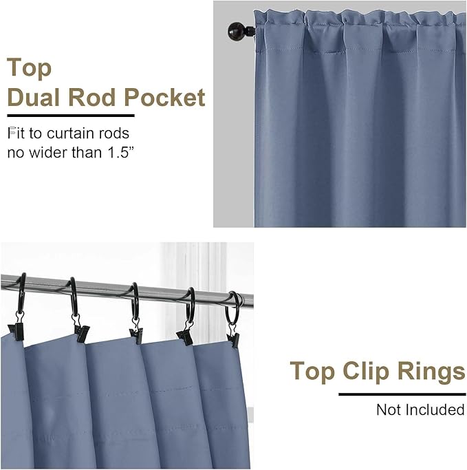 OVZME Denim Blue Short Blackout Curtains - Image 4