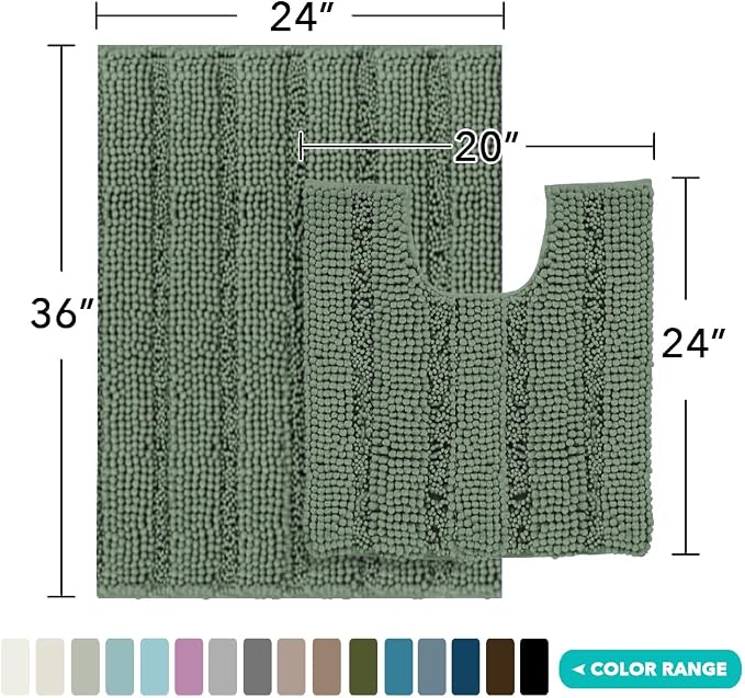 Turquoize Bathroom Rugs Set Non-Slip Bath Mats - Image 2