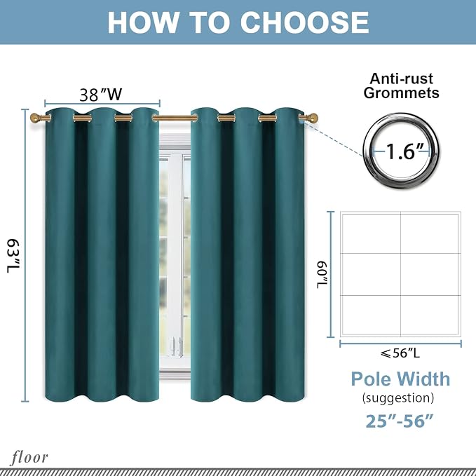 Diraysid Sea Teal Grommet Blackout Curtains - Image 6