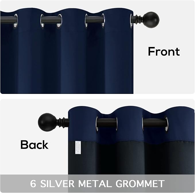 Yakamok Navy Blue Curtains 100% Blackout Curtains - Image 6