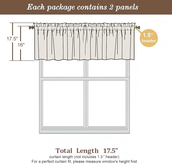 Chyhomenyc Blush Pink Valances for Windows, Short Window Valance Curtains for - Image 3