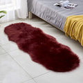 Wine Red Faux Fur Area Rug -Shaggy Sheepskin Fluffy Carpet Art Rugs Chic Floor by Unknown