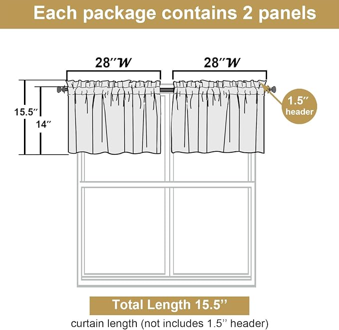 Lecloud Leia 14 Inch Navy Blue Sheer Valances - Image 3