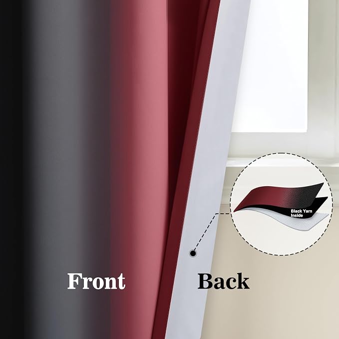 Yakamok Blackout Ombre Burgundy and Black Curtains - Image 6