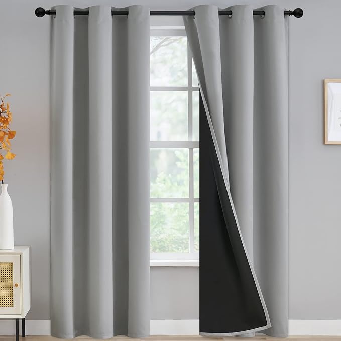 Grey Full Shade Curtain Panels, Thermal Insulated & Energy Efficiency Window by Yakamok