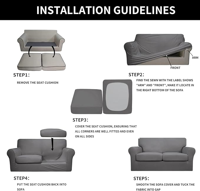 Easy-Going Oversized 3 Pieces Stretch Fleece Soft Loveseat Couch Cover - Image 7