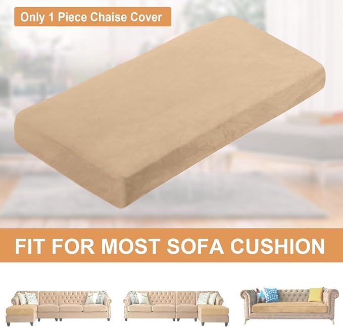 NAISI Sectional Couch Cover 1 Piece Velvet Separate Chaise Lounge Cover Soft - Image 6