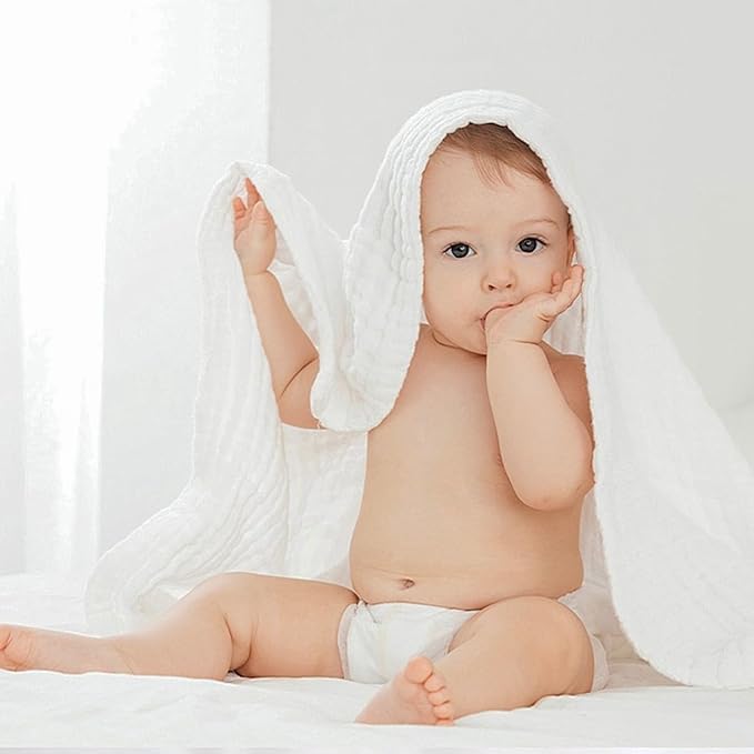 EMME Muslin Baby Blankets 100% Cotton 4-Layer Swaddle 40"x50" Lightweight Soft - Image 3