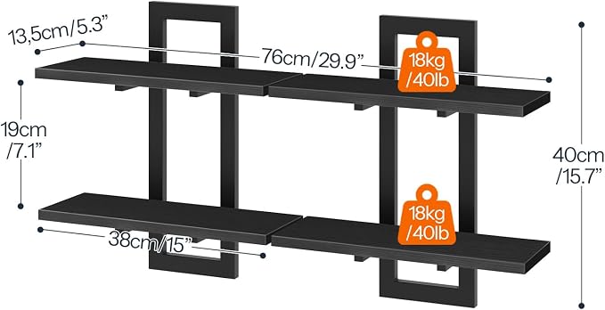 HOOBRO Floating Shelves, 15 Inch Wall Shelf Set of 2, Wall Mounted Storage - Image 3