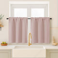 OVZME Blush Pink Curtains for Small Window Treatment, Light Blocking Short by OVZME