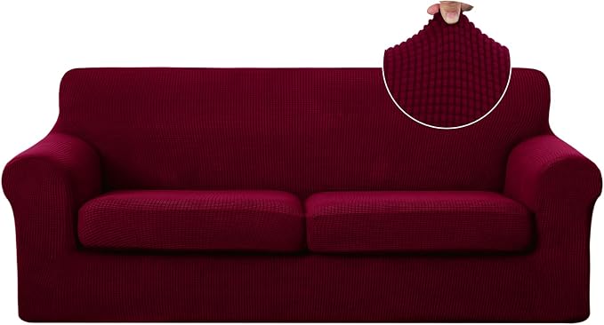 U-NICE HOME 3 Pieces Stretch Couch Cover Sofa Cover Washable Sofa Slipcover by U-NICEHOME