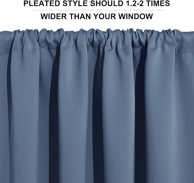 RYB HOME Short Stone Blue Blackout Curtains - Image 7