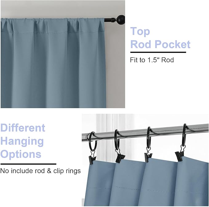 Simplebrand Stone Blue Blackout Curtains - Image 4