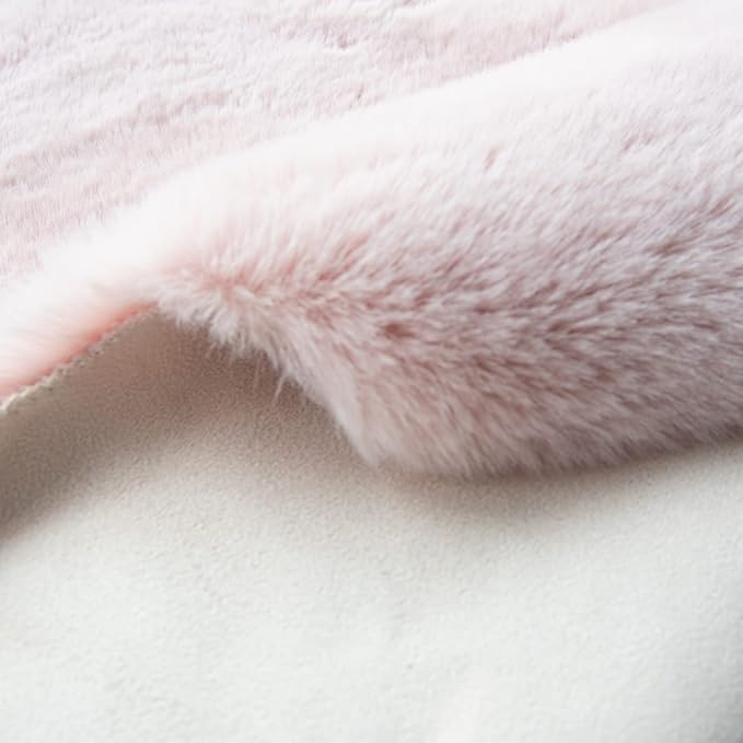ORINOVA Small Pink Fuzzy Faux Rabbit Shaggy Fur Rug Furry Washable Runner Rug - Image 3