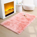 Fluffy Faux Fur Rug Pink Sheepskin Area Rug, 3x5 Ft Ultra Soft Shaggy Plush Rug by CKLZSAY