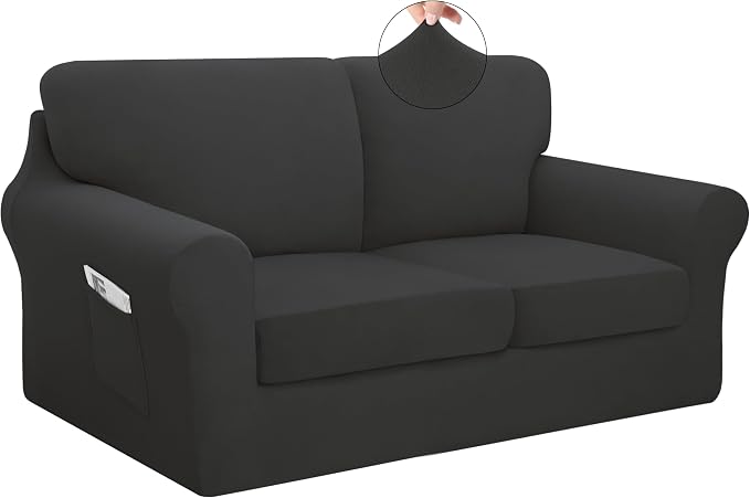Easy-Going 5 Pieces Stretch Loveseat Cover Washable Loveseat Slipcover Set by Easy-Going