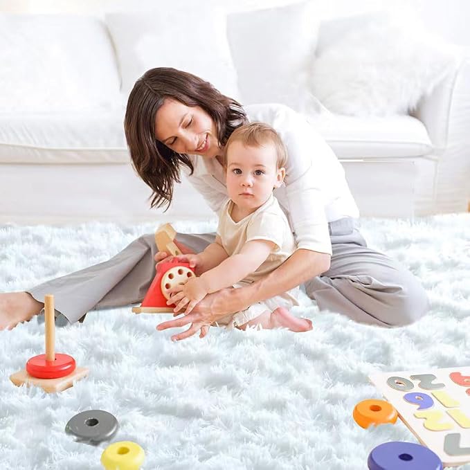 7x10 Area Rugs for Living Room: White Shag Area Rug 7 x 10 Carpets for Living - Image 4