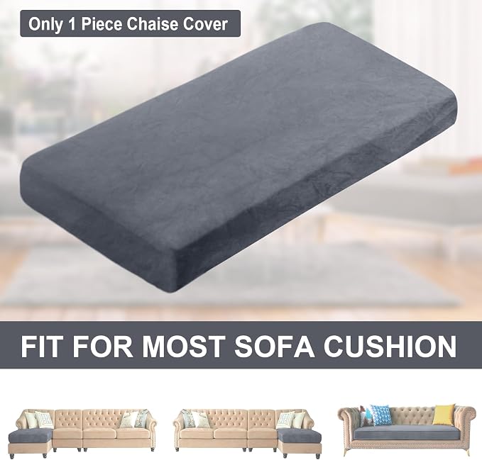 NAISI Sectional Couch Cover 1 Piece Velvet Separate Chaise Lounge Cover Soft - Image 6