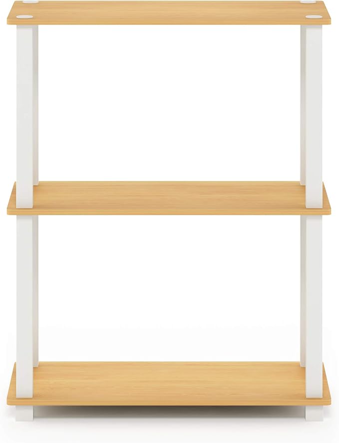 Furinno TURN-S-TUBE Storage Shelves, 3-Tier Book Shelf, Corner Shelf, Toolless - Image 5