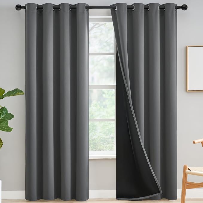 Yakamok 100% Blackout Curtains for Bedroom 90 Inch Length, Noise Reducing by Yakamok