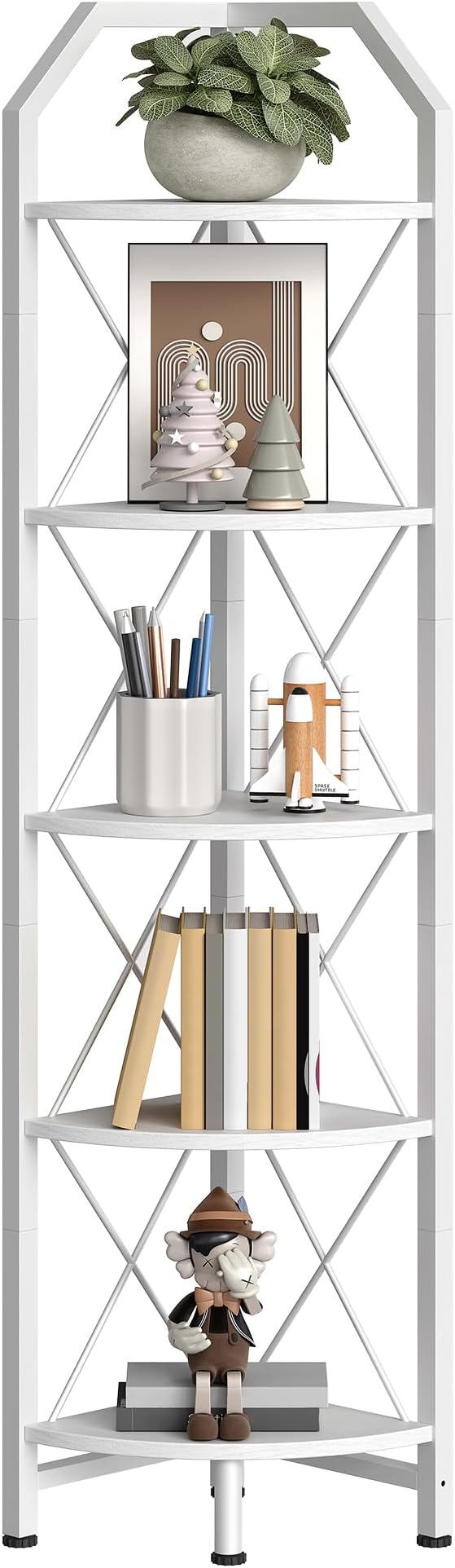 CHOEZON 5-Tier Corner Shelf, Industrial Corner Bookshelf, 59.4" Corner Storage - Image 6