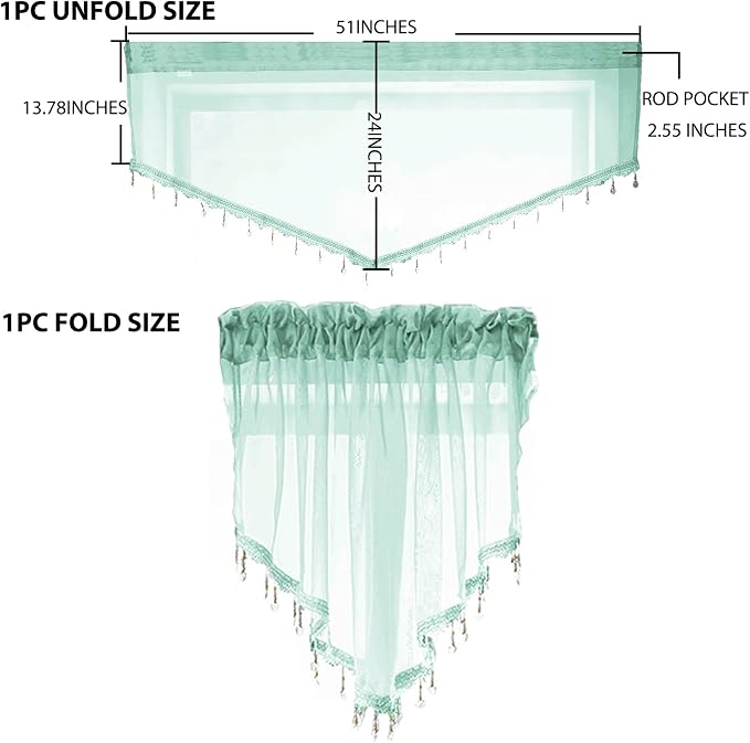PearAge Beaded Sheer Valance Curtains - Image 2