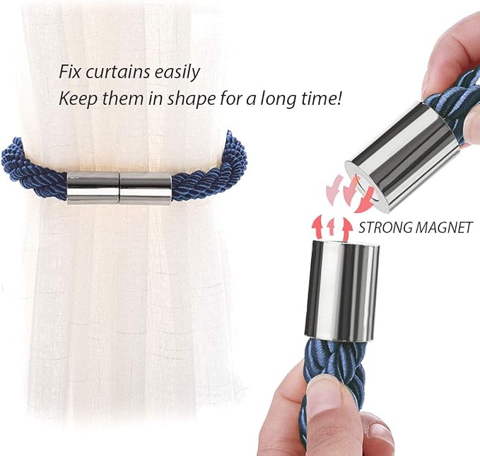 NICEEC 6 Pack Strong Magnetic Curtain Tiebacks Modern Simple Style Drape Tie - Image 4