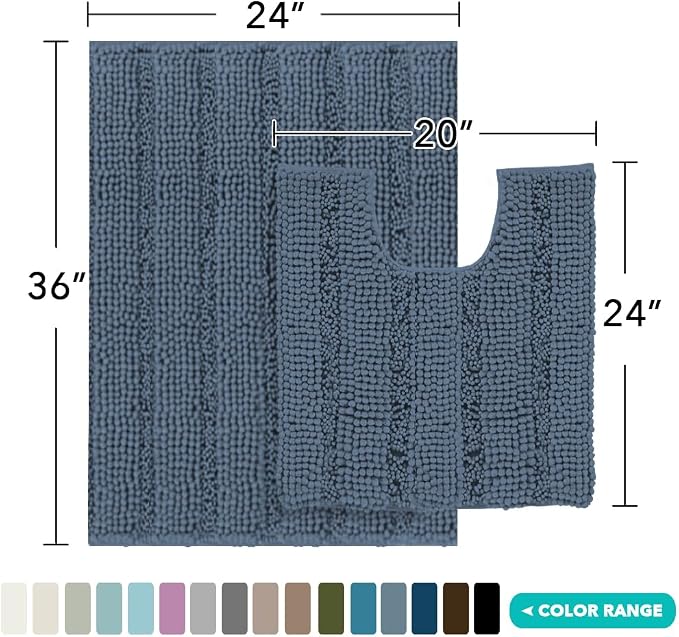 Turquoize Bathroom Rugs Set Non-Slip Bath Mats - Image 2