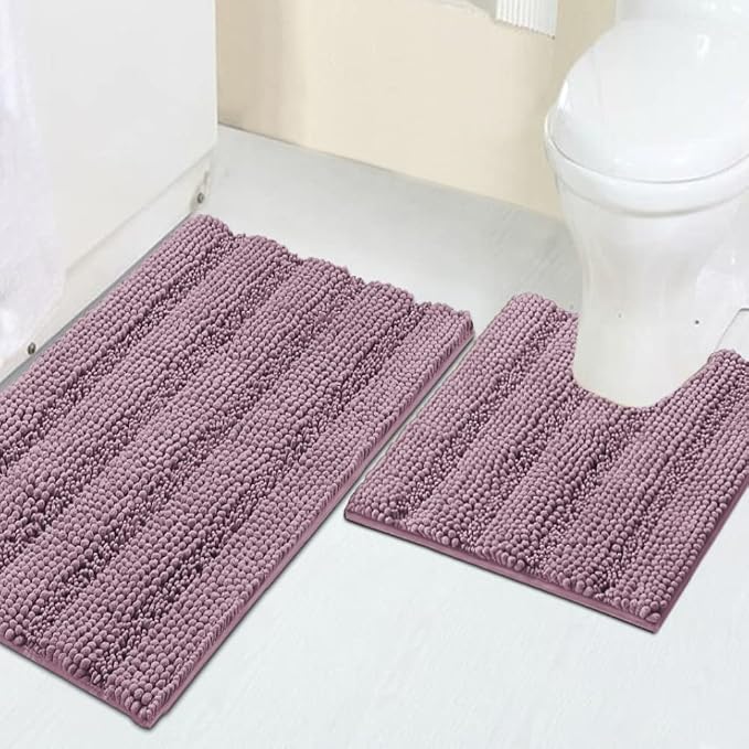 Turquoize Chenille Bathroom Rugs Non-Slip Bath Mats by Turquoize