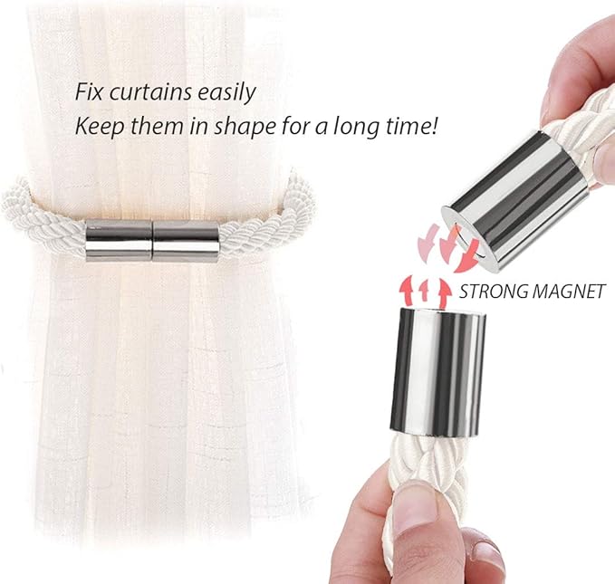 NICEEC 4 Pack Strong Magnetic Curtain Tiebacks Modern Simple Style Drape Tie - Image 4