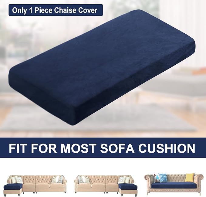 NAISI Sectional Couch Cover 1 Piece Velvet Separate Chaise Lounge Cover Soft - Image 6
