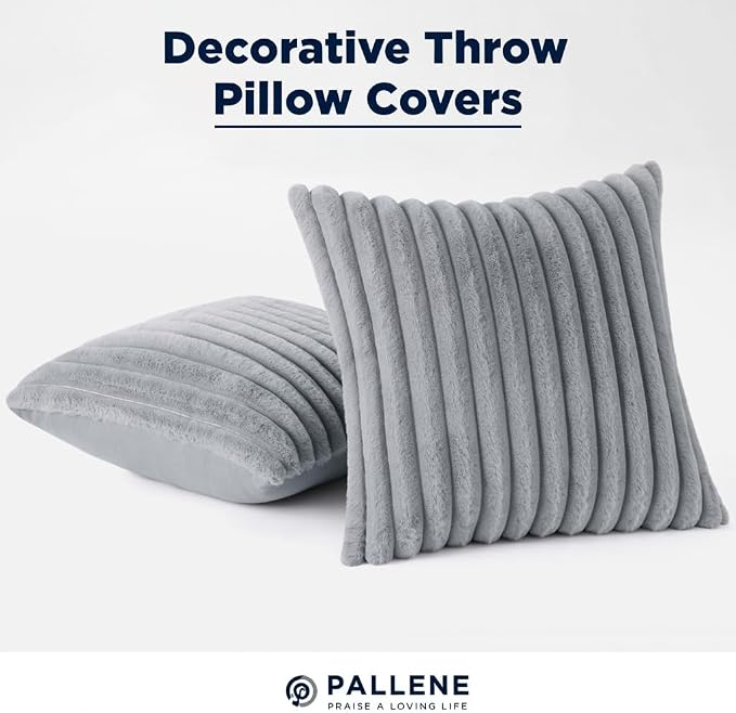 Pallene Faux Fur Plush Throw Pillow Covers 20x20 Set of 2, Luxury Soft Fluffy - Image 9