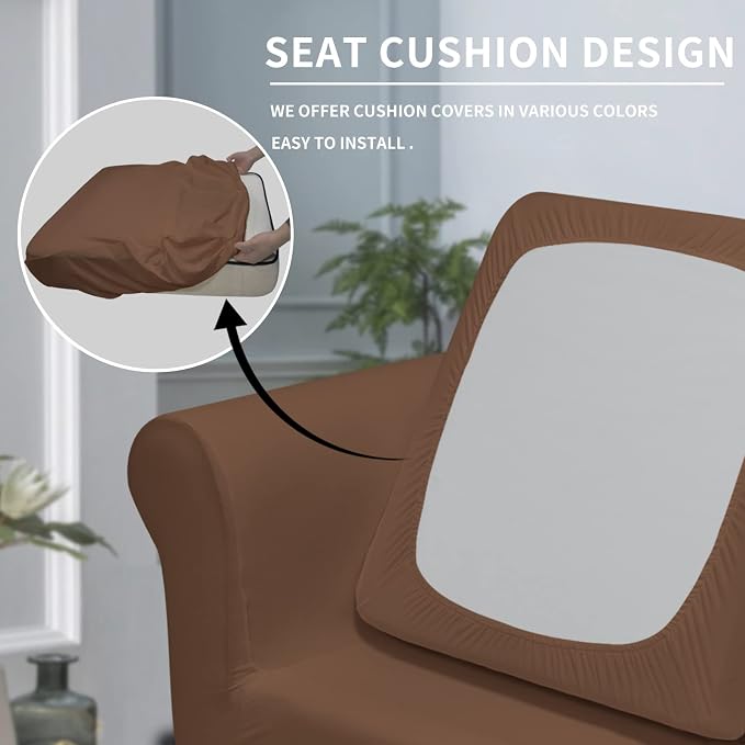 Easy-Going 2 Pieces Microfiber Stretch Chair Slipcover – Spandex Soft Fitted - Image 3