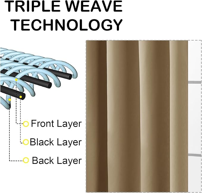 OVZME Taupe Short Blackout Curtains - Image 3