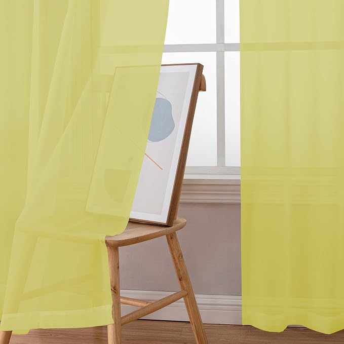 Chyhomenyc Lemon Sheer Curtains 84 Inches Long 2 Panels Set, Light Filtering - Image 2