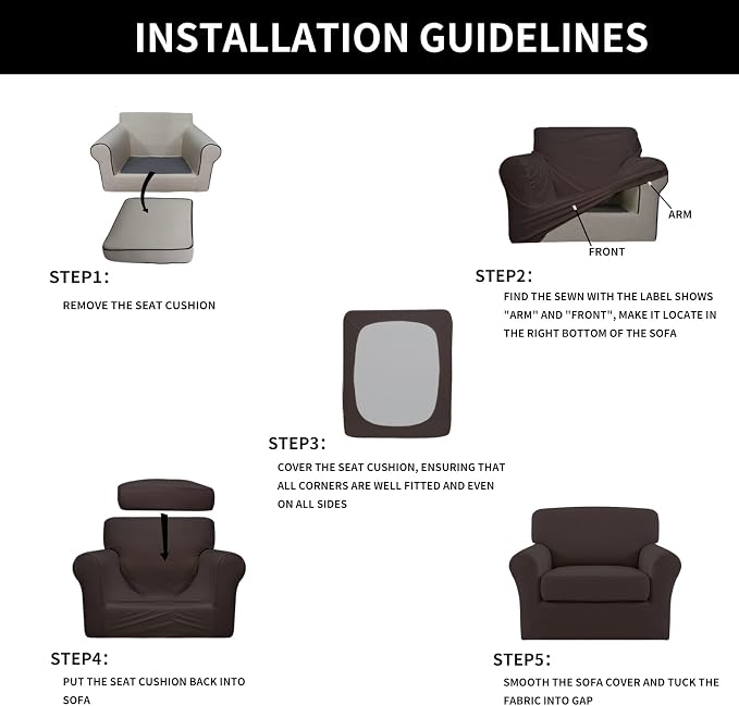 Easy-Going 2 Pieces Microfiber Stretch Chair Slipcover – Spandex Soft Fitted - Image 6