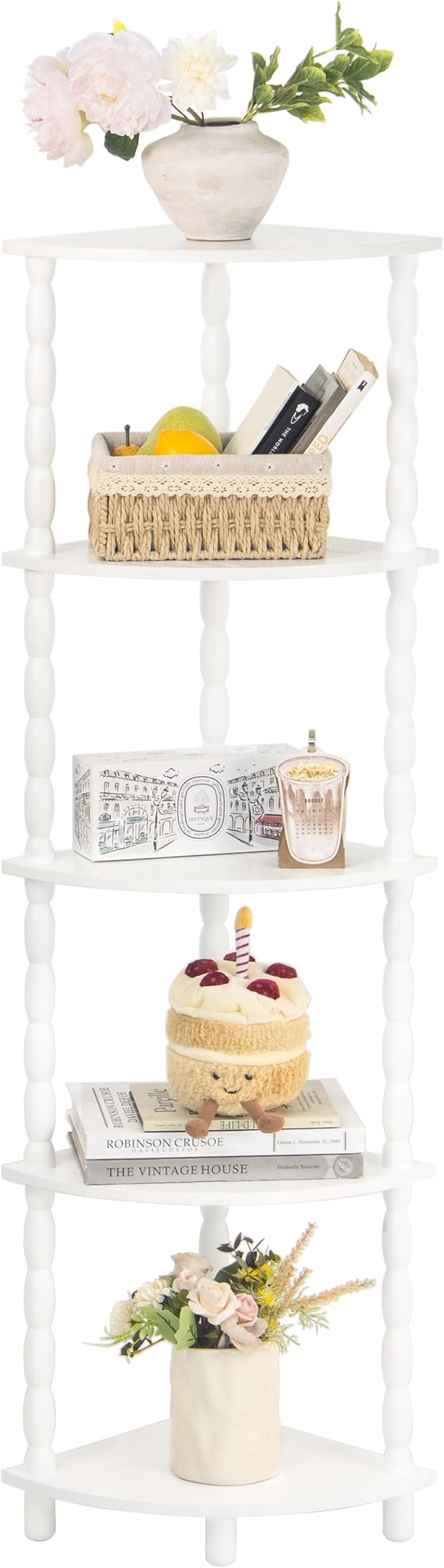 MaxSmeo Corner Bookshelf, 5-Tier Corner Shelf Stand, Modern Corner Plant Shelves by MaxSmeo