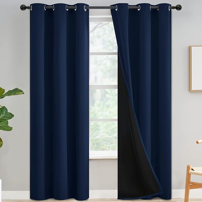 Yakamok Navy Blue Curtains 100% Blackout Curtains by Yakamok