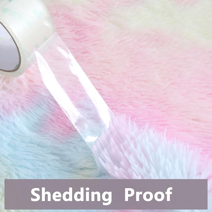 Rainbow Rugs for Girls Bedroom Living Room, 4x6 Feet Shag Fuzzy Area Rug for - Image 5
