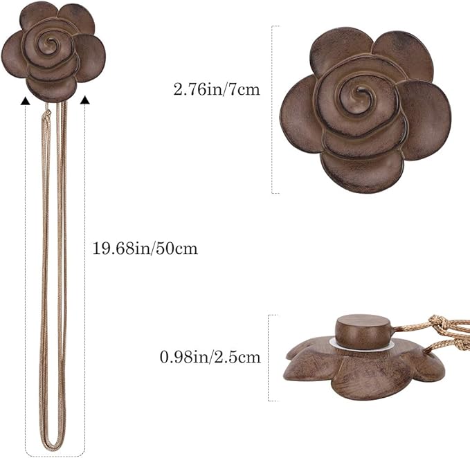 Lewondr Magnetic Curtain Tieback, Vintage Curtain Holdback, Resin Flower - Image 7