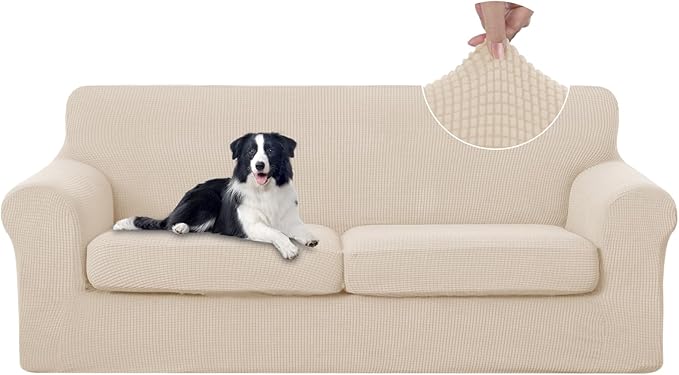 U-NICE HOME 3 Pieces Stretch Couch Cover Sofa Cover Washable Sofa Slipcover by U-NICEHOME