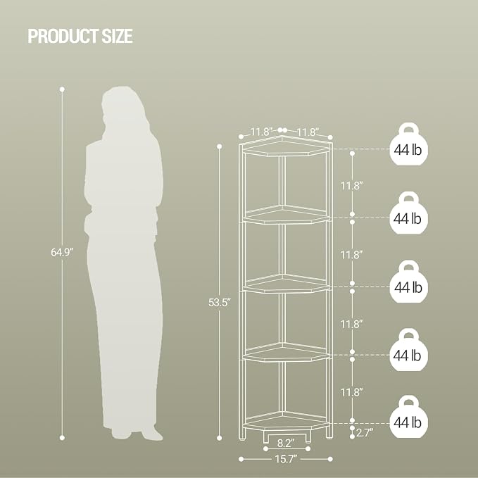 Hzuaneri Corner Shelf Stand, Corner Bookshelf, Storage Standing Shelf Unit - Image 2