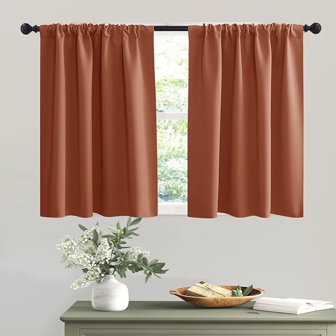 RYB HOME Short Burnt Orange Blackout Curtains by RYBHOME