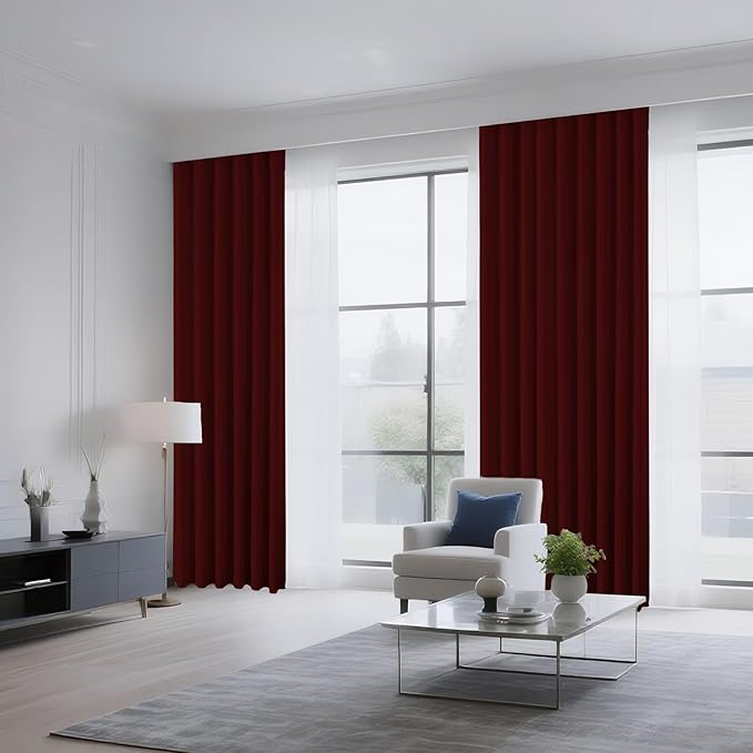 CUCRAF Burgundy Red Blackout Curtains 45 inch Length 2 Panels Set, Rod Pocket - Image 8