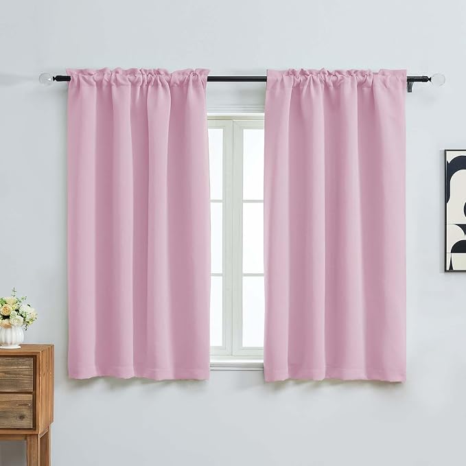 OVZME Pink Short Blackout Curtains by OVZME
