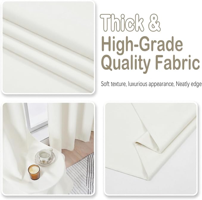 OVZME Light Beige Window Curtains 84 Inches Long 2 Panels, Soft Fabric Thermal - Image 7
