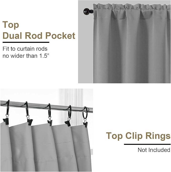 OVZME Grey Short Blackout Curtains - Image 4