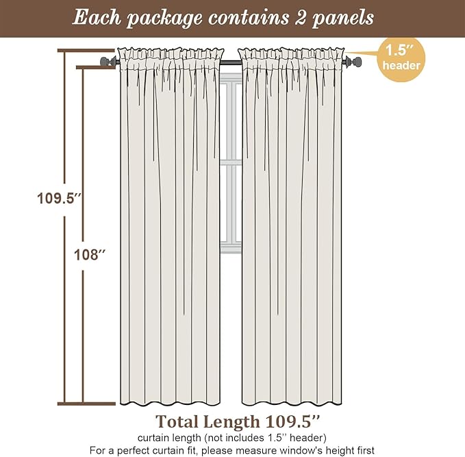 Chyhomenyc Extra Long Sage Green Sheer Curtains 108 Inch Length 2 Panels Set - Image 4
