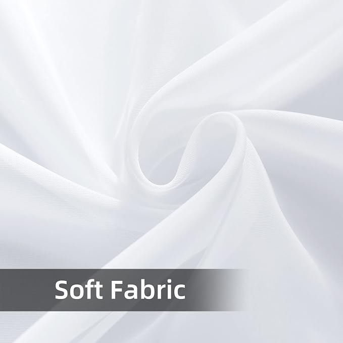 youleyar Solid Sheer Rod Pocket Curtain Voile Draperies 2 Panels White Beige - Image 4